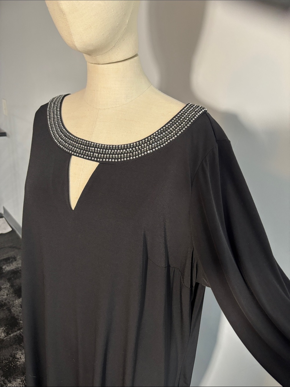 Calvin Klein Black Beaded Neckline Dress